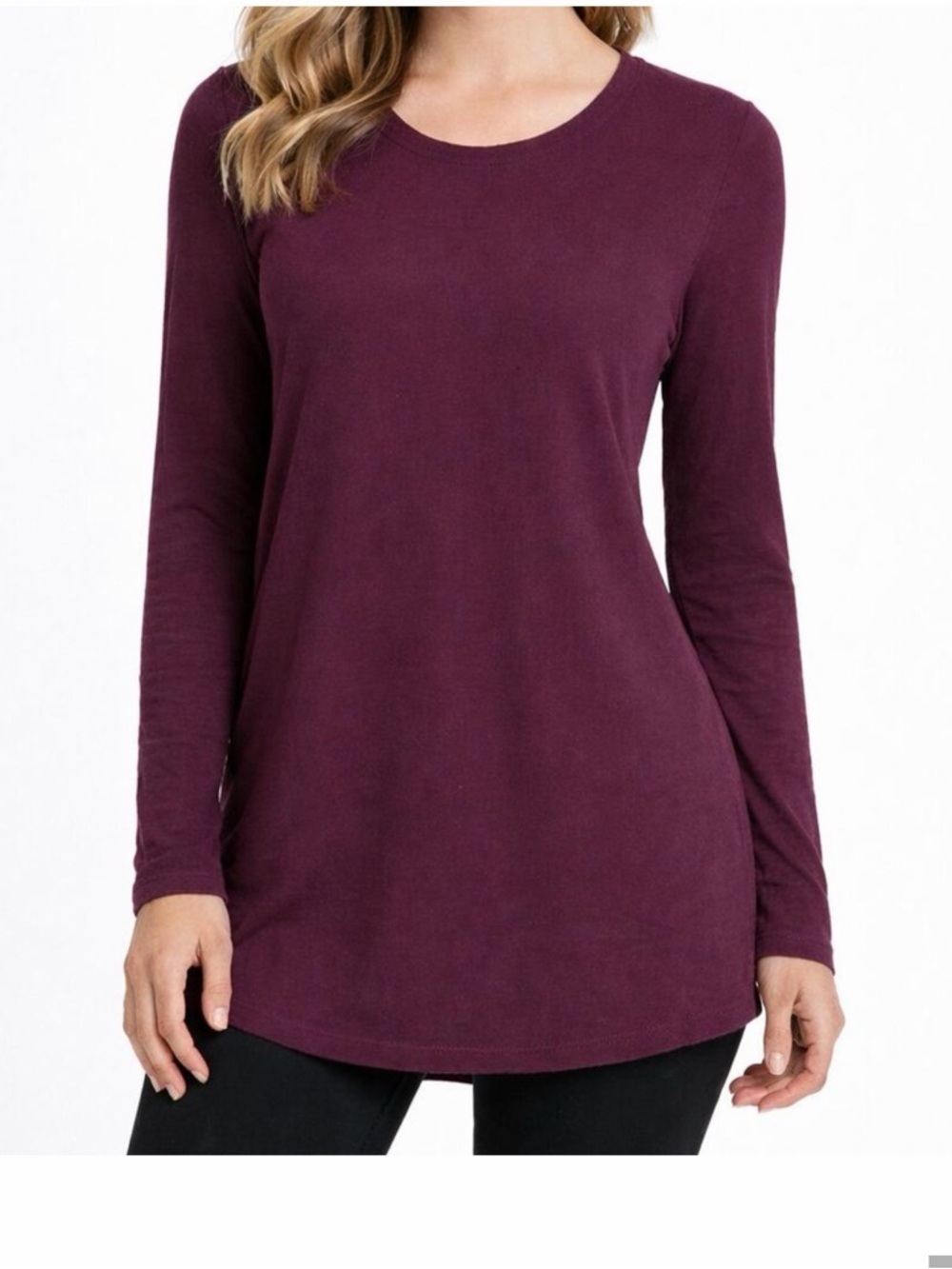 Athleta Women's Long Sleeve Scoop Neck Tunic sweater - burgundy/maroon size smal